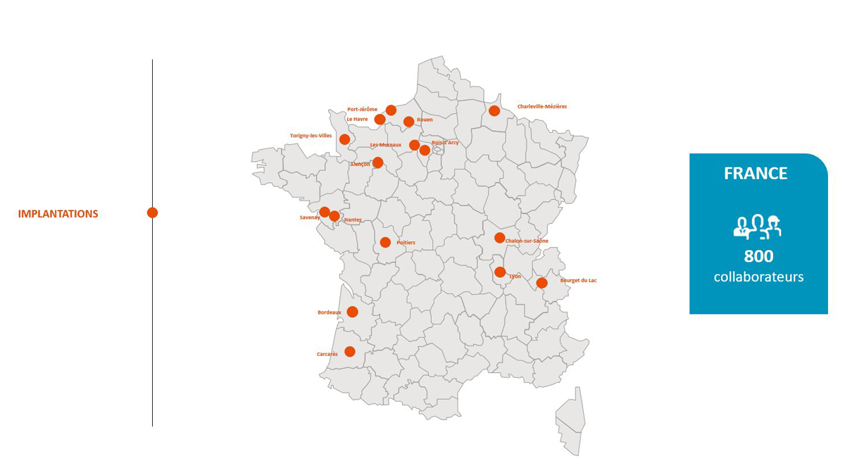 Carte de France des implantations de nos agences Industrie